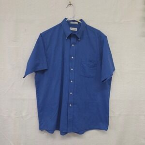Van Heusen Mens 17 Blue Oxford Short Sleeve Wrinkle Free Button Down Shirt